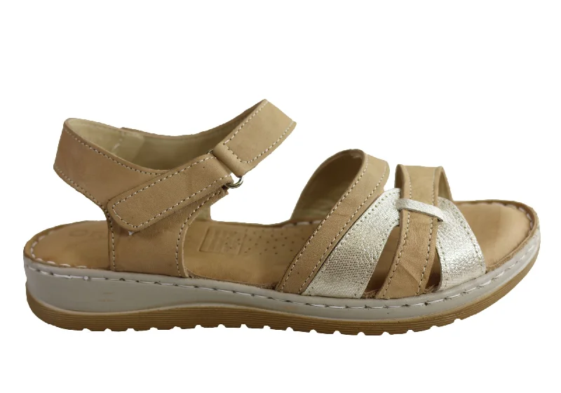 Hot Trends Orizonte Strive Womens European Leather Comfortable Cushioned Sandals