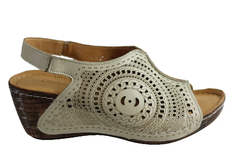 Trend Alert Orizonte Thames Womens European Leather Comfortable Wedge Sandals