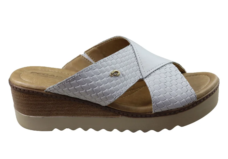 Classic Elegance Sales Pegada Sarani Womens Comfort Leather Slides Sandals Made In Brazil