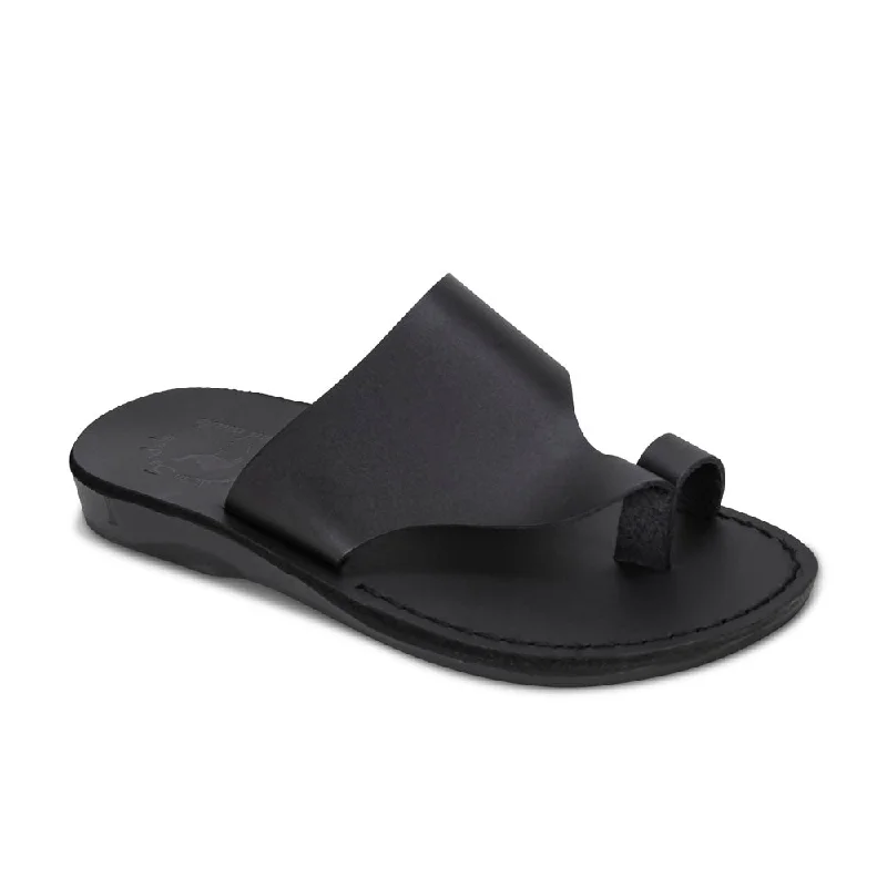 Bold Fashion Footwear Petra - Leather Toe Strap Sandal | Black