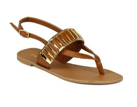 Polished Style Deals Women's Athena-755 Thong-Style Metallic Accent Sandals