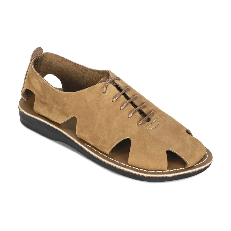 Sustainable Footwear Sale River - Leather Lace-Up Sandal | Tan Nubuck