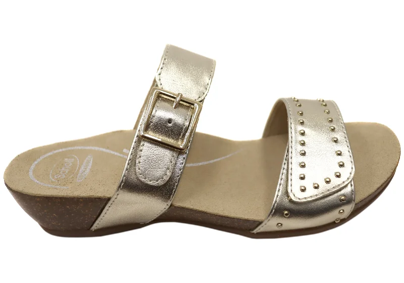 Fashionable Everyday Shoes Scholl Orthaheel Jaylah Womens Comfortable Leather Slides Sandals