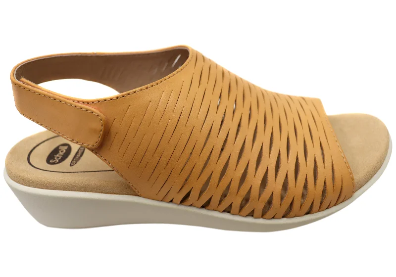 Comfortable Flat Feet Shoes Scholl Orthaheel Tulsa Womens Comfortable Leather Wedge Sandals