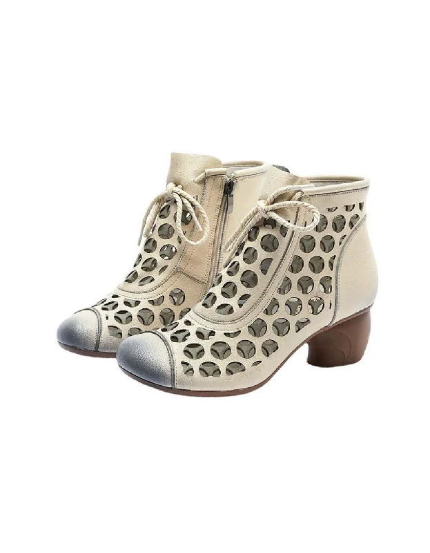 Everyday Shoes Promotion Spring Handmade Retro Hollow Ankle Chunky Boots