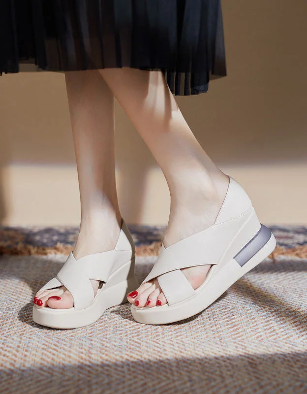 Comfortable Trendy Shoes Summer Cross Strap Open Toe Wedge Sandals