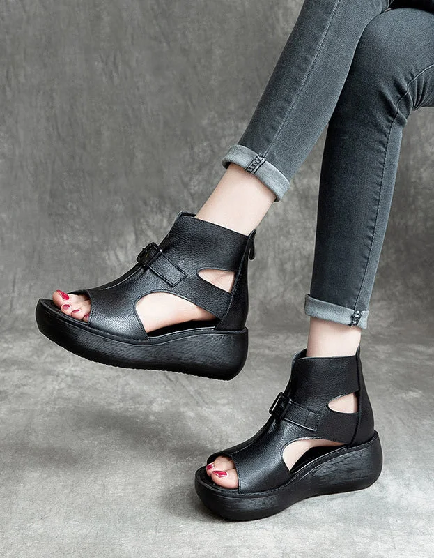 Statement Casual Shoes Summer Cut-out Fish Toe Wedge Sandals