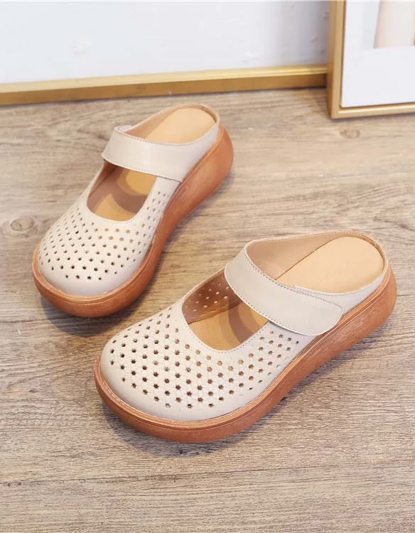 Business Casual Shoes Discount Wide-toe Soft Sole Summer Hollow Wedge Slipper