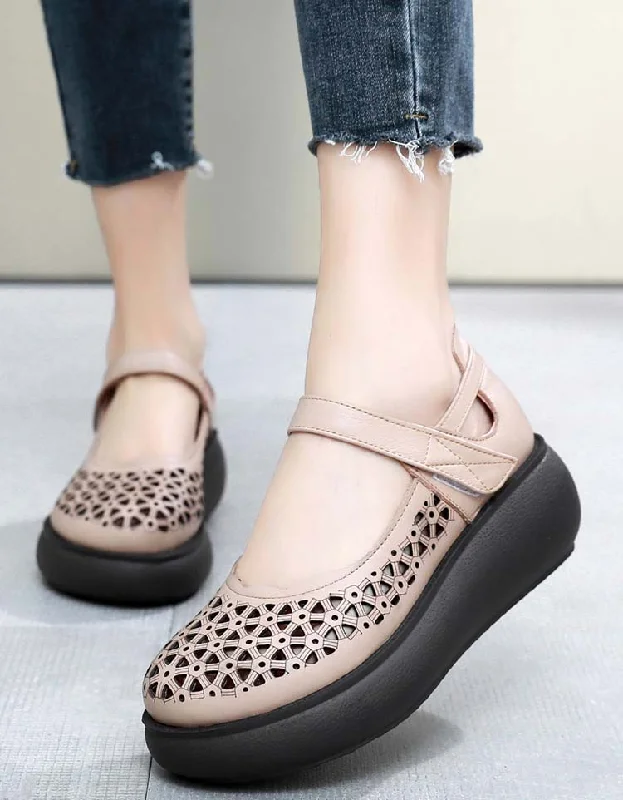 Trendy Casual Shoes Offer Summer Large Size Hollow Retro Wedge Sandals