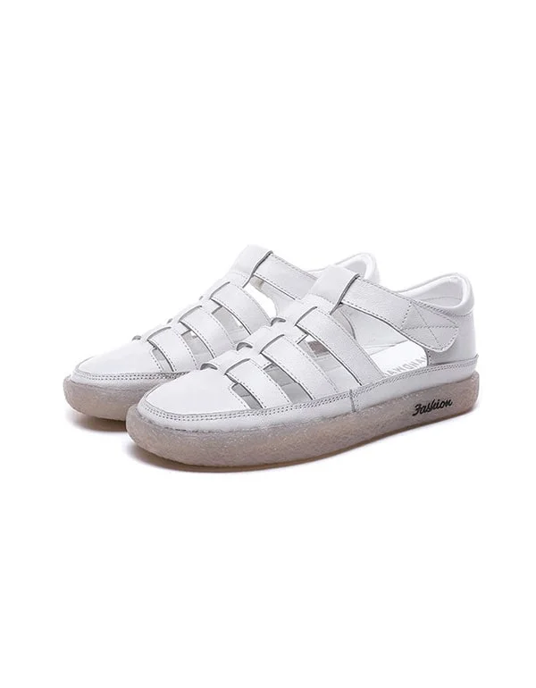 Clearance Event Summer Leather Cut-out Women's Flat Sandals