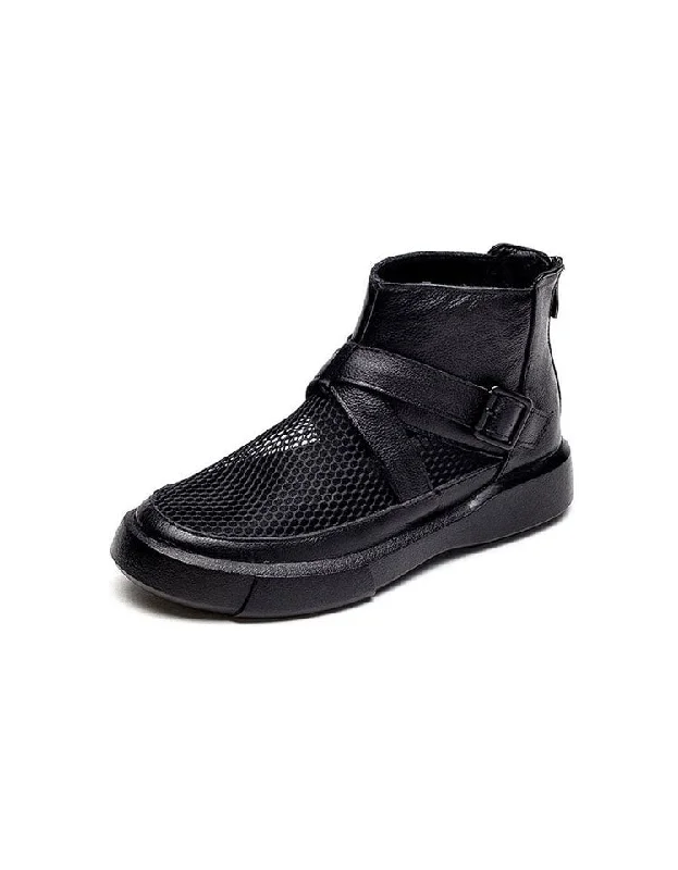 Shop Sale Items Summer Mesh Retro Leather Ankle Boots 35-43