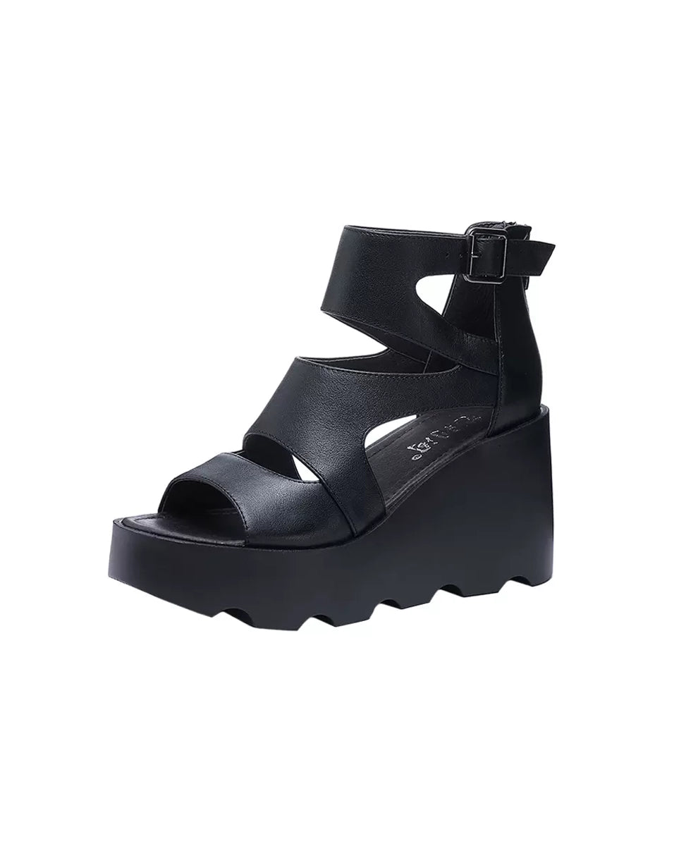 You'll Love Us Because Open Toe Ankle Strap Wedges Sandals for Women