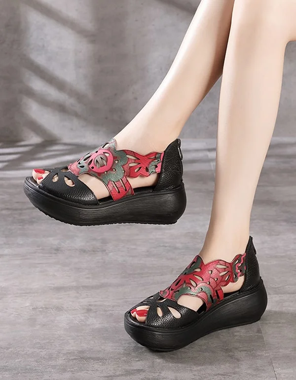 Budget-Friendly Fashion Summer Open Toe Printed Wedge Sandals