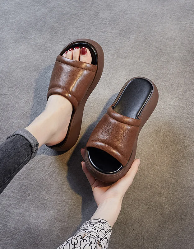 Stylish Looks Summer Simple Retro Wedge Slippers