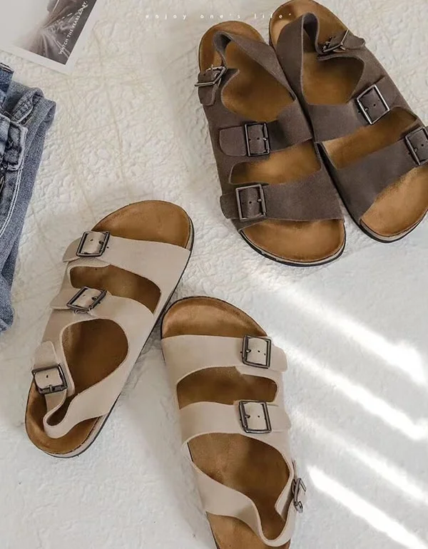 Sleek Style Discounts Summer Soft Leather Adjustable Buckle Sandals