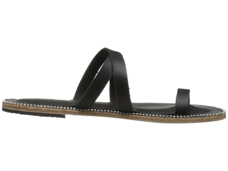Minimalist Casual Shoes Sunset Blvd - Leather Toe Loop With Swarovski crystals | Black