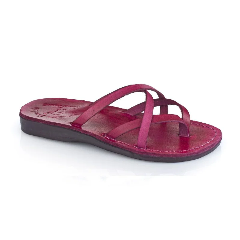 Soft Sole Casual Shoes Tamar - Leather Strappy Flip Flops | Violet