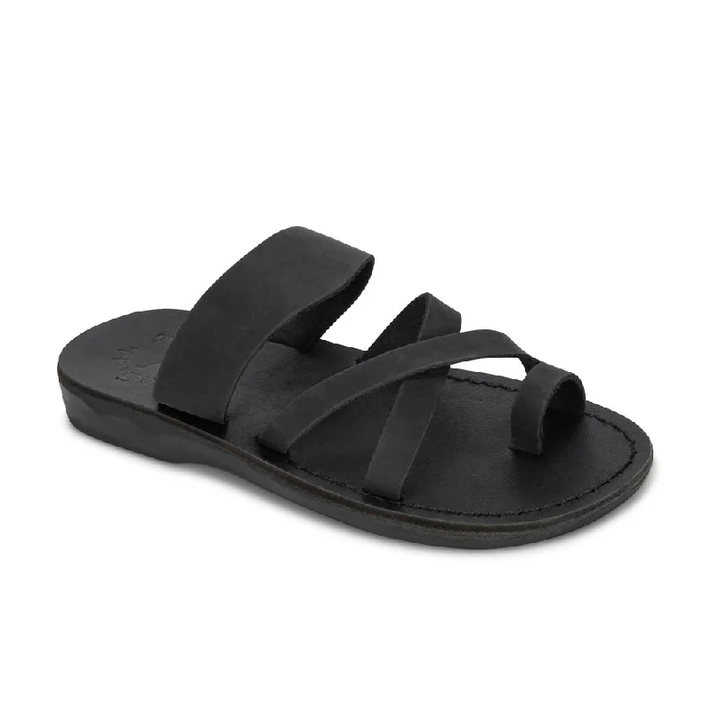 Seasonal Trends The Good Shepherd - Leather Toe Loop Sandal | Black Nubuck