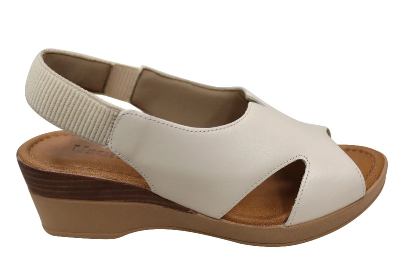Sustainable Footwear Sale Usaflex Afton Womens Comfort Leather Platform Sandals Made In Brazil