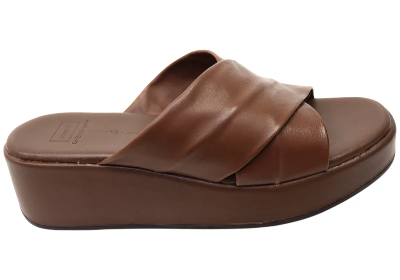 Exclusive Designer Shoes Sale Via Paula Ginza Womens Brazilian Leather Platform Slides Sandals