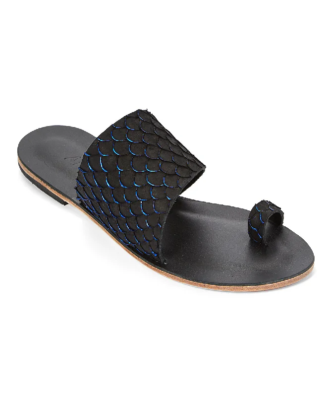 Classic Dress Shoes Sale Wilshire Blvd - Classic Slide with Toe Loop And Real Fish Scale Leather | Blue
