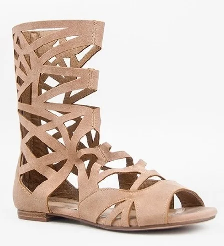 Budget Saver Women's Breckelles Caged Gladiator Calf High Sandals Solo-04