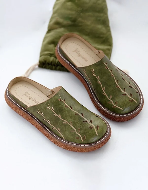 Bid Farewell To The Old Season Women's Handmade Wide Head Platform Slippers