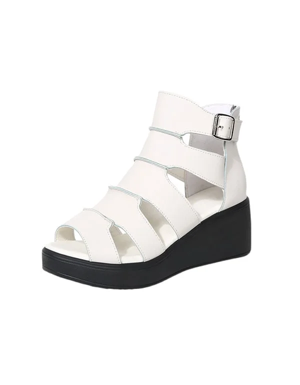 Classic Chic Deals Women's New Retro Leather Ankle Strap Sandals 34-42