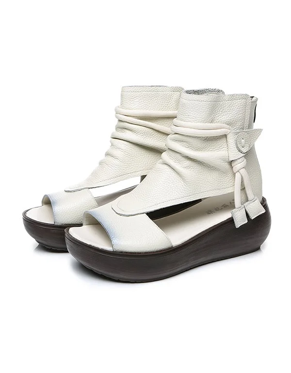 Exclusive Sale Women's Retro Handmade Leather Wedge Sandals
