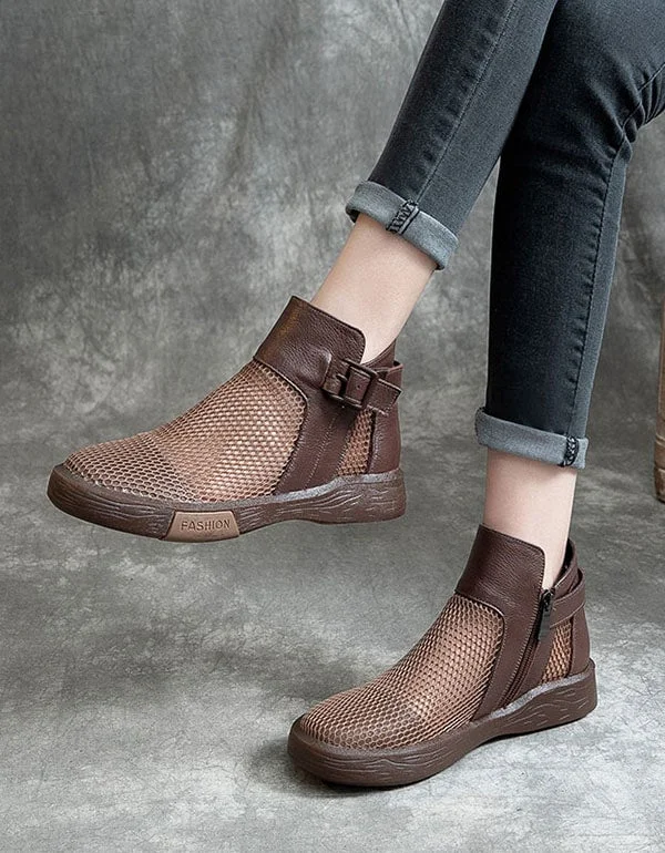 Best Deals Of The Season Women's Retro Mesh Leather Sandals Boots