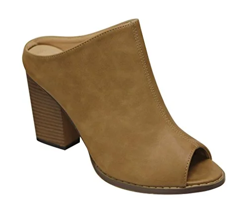 Ends Soon Women's  Willy-2 Peep Toe Chunky Heel Clogs Mules Shoes